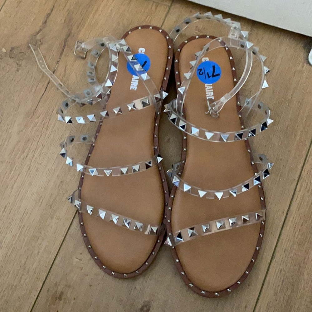Studded sandals clear/nude